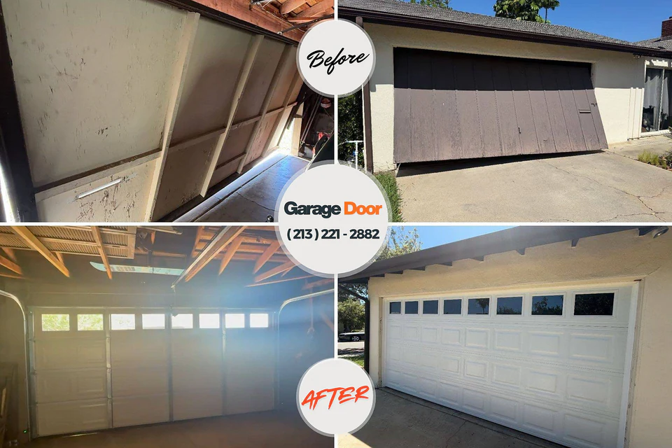 Before and after: garage door repair Buffalo Grove, IL